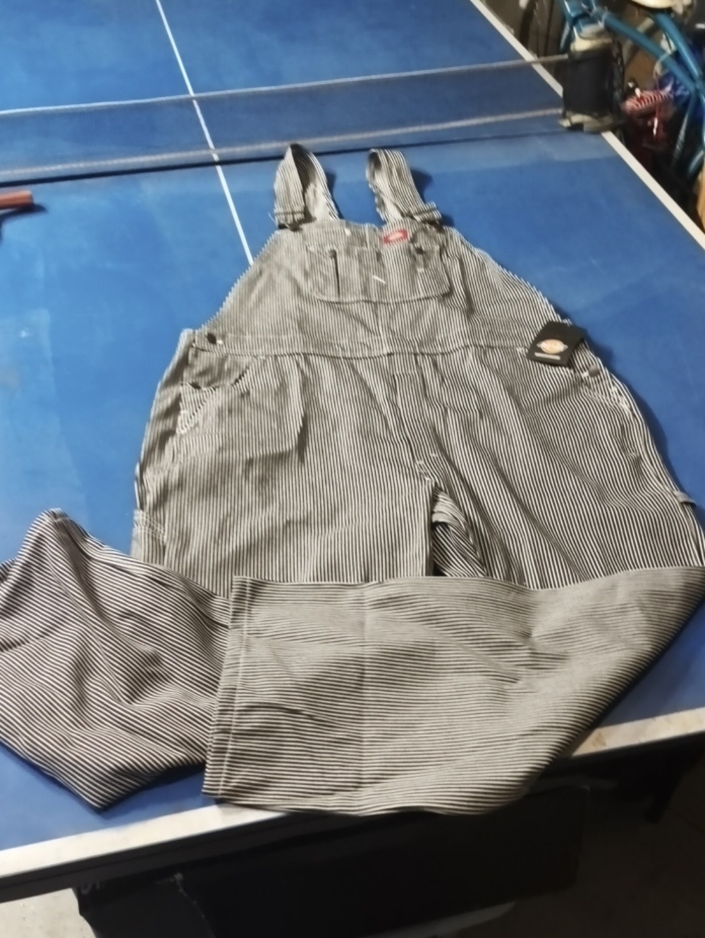 Mens 44/30 Dickies Hickory Stripe Bib Overalls blue/White railroad stripes NWT